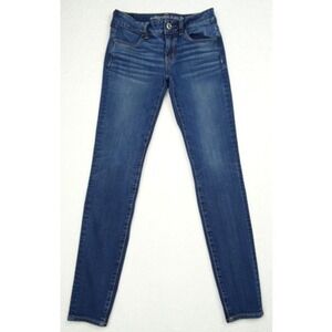 American Eagle Jeans Womens Size 2 Long Blue Low Rise Jegging‎ Stretch Comfort